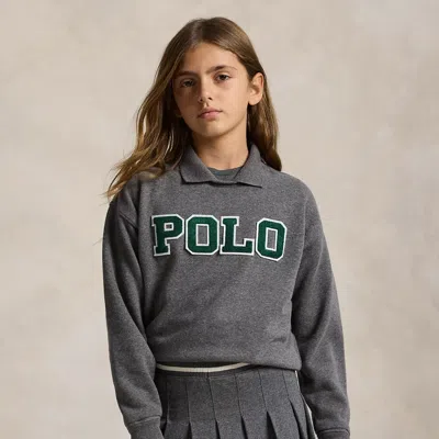 Polo Ralph Lauren Ralph Lauren Logo Fleece Polo Sweatshirt In Gray