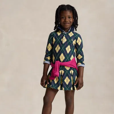 Polo Ralph Lauren Ralph Lauren Argyle Stretch Mesh Polo Dress In Green