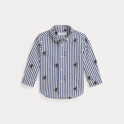 Ralph Lauren Polo Bear Striped Cotton Poplin Shirt In Multi