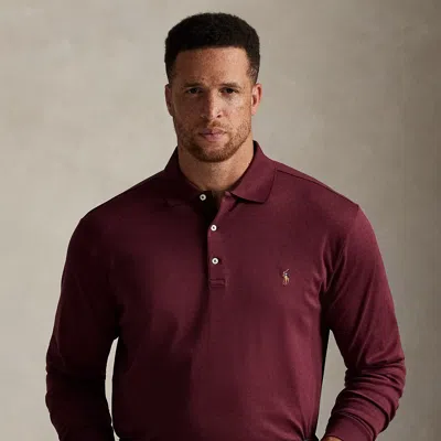 Polo Ralph Lauren Pima Cotton Long-sleeve Polo Shirt In Burgundy