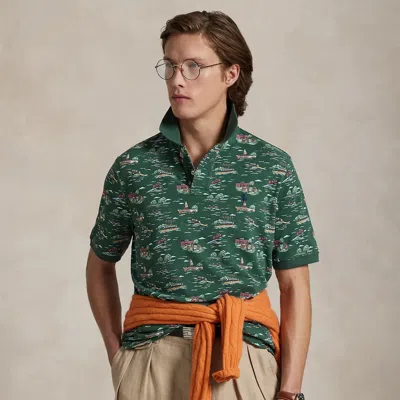 Ralph Lauren Classic Fit Scenic-print Mesh Polo Shirt In Green