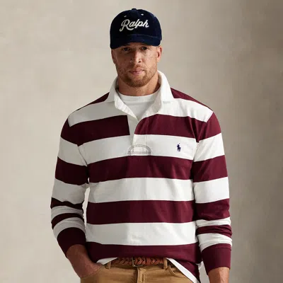 Polo Ralph Lauren Classic Fit Burgundy/cream Striped Polo Shirt In Burgundy