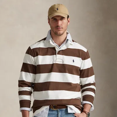 Polo Ralph Lauren Structured Fit Rugby Polo With Traditional Collar In Brown