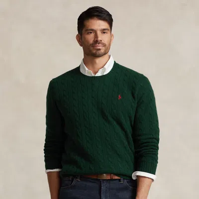 Polo Ralph Lauren Moss-coloured Wool And Cashmere Cable-knit Sweater In Green
