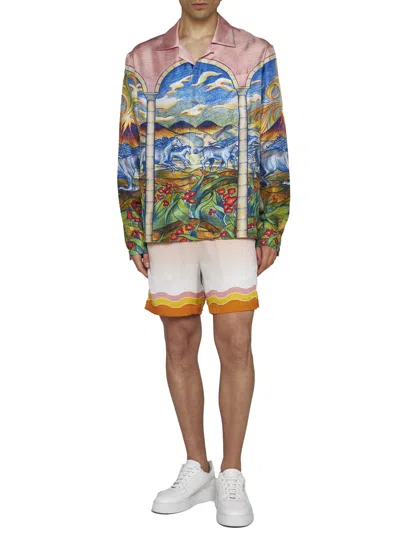 Casablanca Gradient-effect Drawstring Silk Shorts In Multi