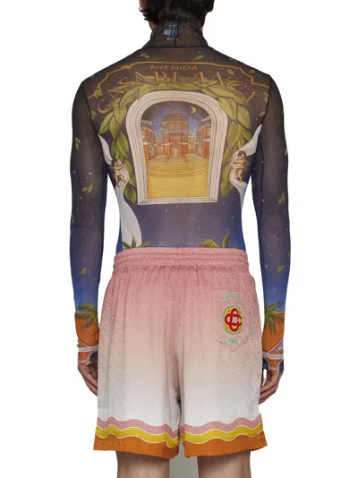 Casablanca Gradient-effect Drawstring Silk Shorts In Multi