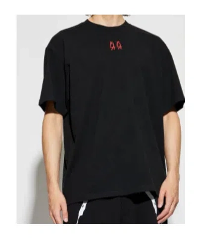 44 Label Group Black Crewneck T-shirt With Logo On The Front And Maxi Logo On The Rear In Cotton Man In Black