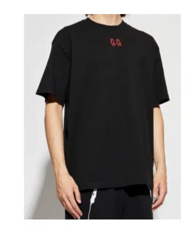 44 Label Group Black Crewneck T-shirt With Logo On The Front And Maxi Logo On The Rear In Cotton Man In Black