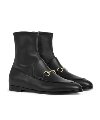 Gucci Black Leather Jordaan Ankle Boots Women