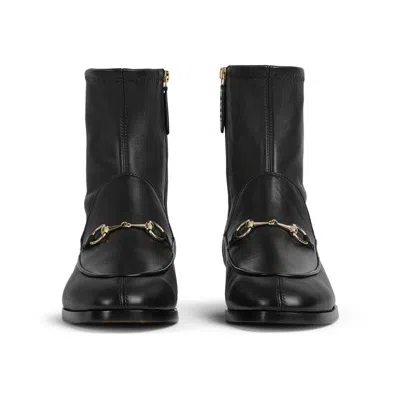 Gucci Black Leather Jordaan Ankle Boots Women