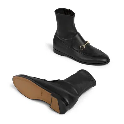 Gucci Black Leather Jordaan Ankle Boots Women