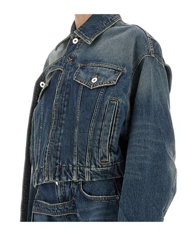 Jean Paul Gaultier Cropped Oversized Denim Jacket With Classic Collar In Animal Print