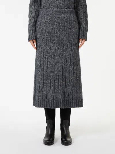 Max Mara Flared Alpaca-blend Skirt In Gray
