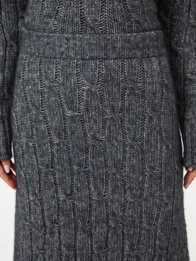 Max Mara Flared Alpaca-blend Skirt In Gray