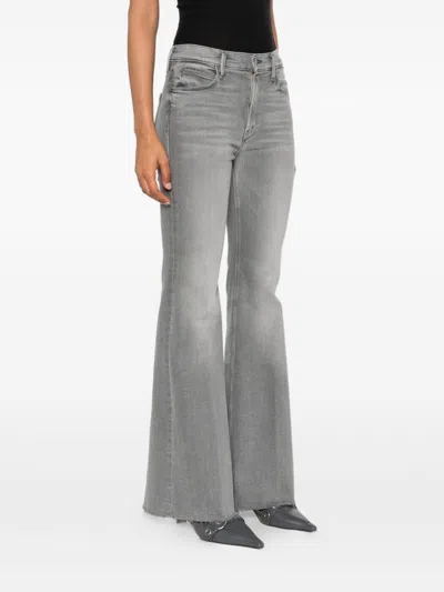 Mother High-waisted Flared Jeans With Distressed Hem In Gray