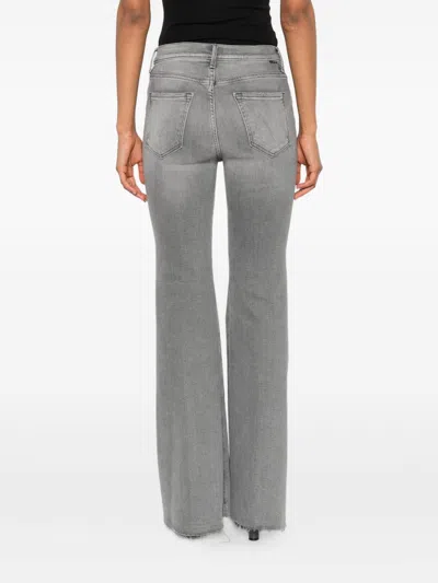 Mother High-waisted Flared Jeans With Distressed Hem In Gray
