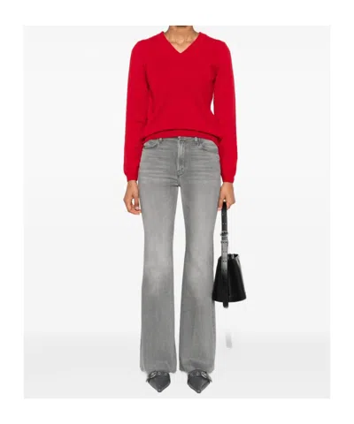 Mother High-waisted Flared Jeans With Distressed Hem In Gray