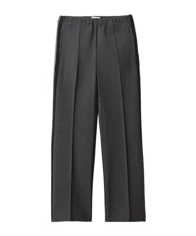 Miu Miu Knit Trousers With Side Stripe Detail In Gray