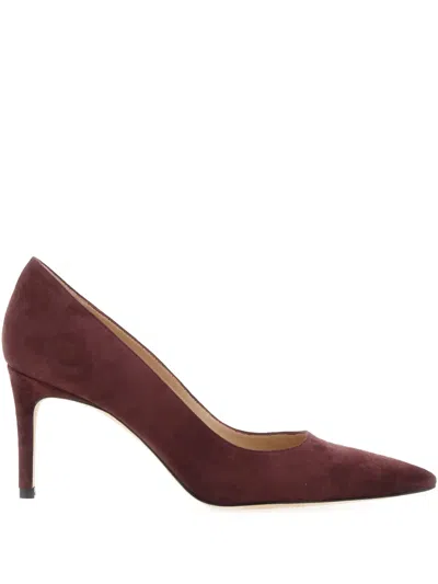 Stuart Weitzman Bordeaux Pumps With Pointed Toe And High Stiletto Heel In Suede Woman In Burgundy