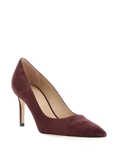Stuart Weitzman Bordeaux Pumps With Pointed Toe And High Stiletto Heel In Suede Woman In Burgundy