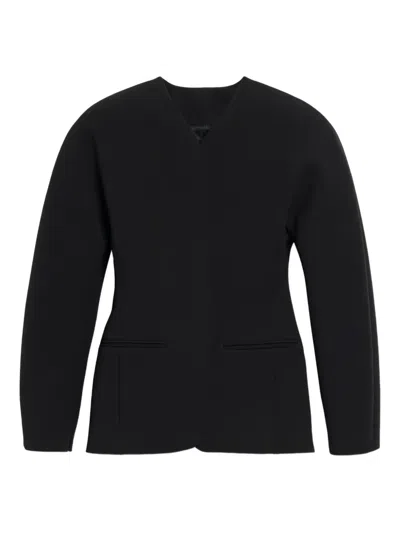 Jacquemus La Veste Ovalo Cady Collarless Jacket In Black