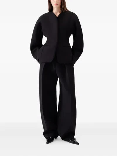 Jacquemus La Veste Ovalo Cady Collarless Jacket In Black