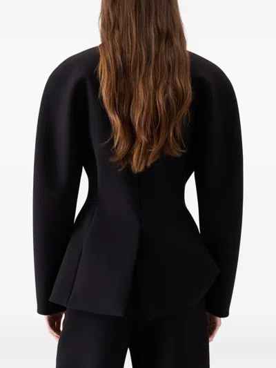 Jacquemus La Veste Ovalo Cady Collarless Jacket In Black