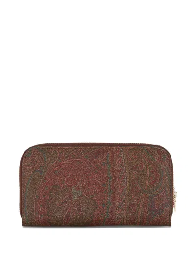 Etro Paisley Pattern Wallet And Cardholder Collection In Brown