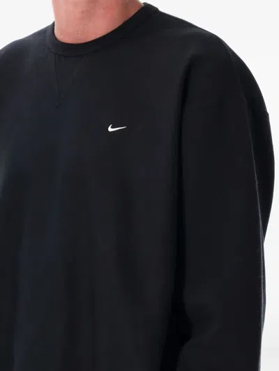 Nike Solo Swoosh Oversized Logo-embroidered Cotton-blend Jersey Sweatshirt In Black