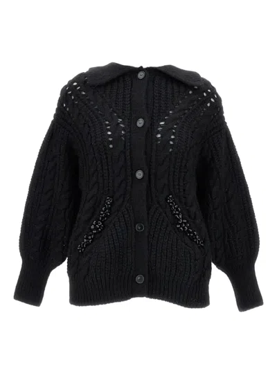 Simone Rocha Black Sculpted Chunky Knit Cardigan In Black