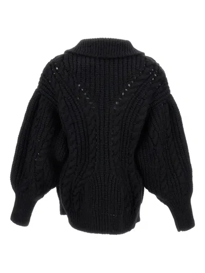 Simone Rocha Black Sculpted Chunky Knit Cardigan In Black