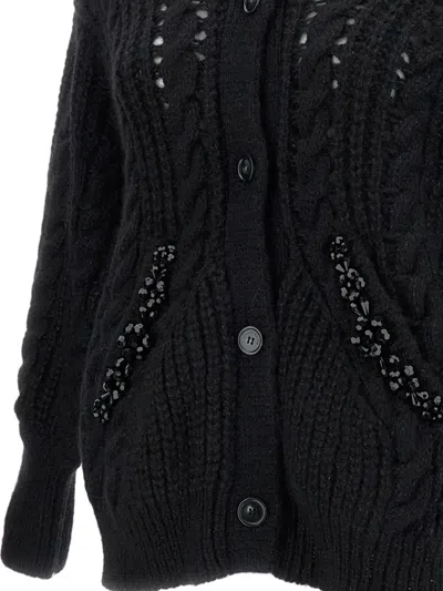 Simone Rocha Black Sculpted Chunky Knit Cardigan In Black