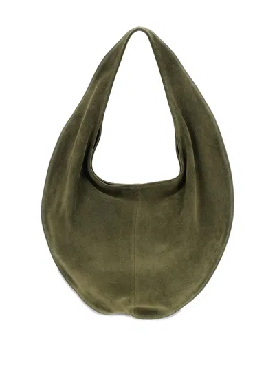 Maeden Suede Half-moon Shoulder Bag In Green
