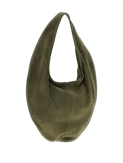 Maeden Suede Half-moon Shoulder Bag In Green