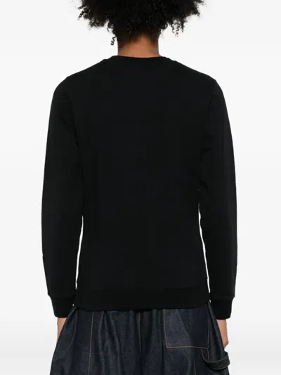 Maison Kitsuné Fox Embroidered Cotton Sweatshirt With Crew Neck In Black