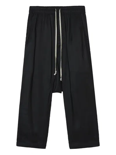 Rick Owens Drawstring Drop-crotch Trousers In Black