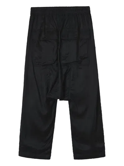 Rick Owens Drawstring Drop-crotch Trousers In Black