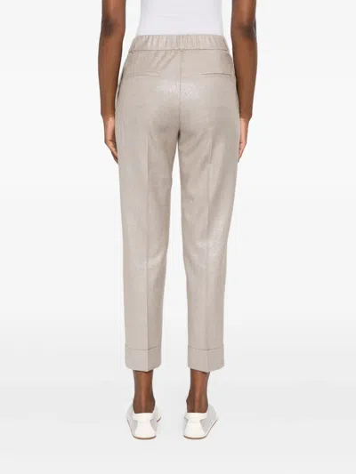 Peserico Tailored Beige Trousers With Cuffed Hems In Neutral