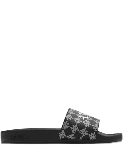 Amiri Men Black Sandals With Logo Lettering On The Front In Rubber Man In Black