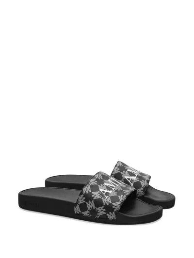 Amiri Men Black Sandals With Logo Lettering On The Front In Rubber Man In Black
