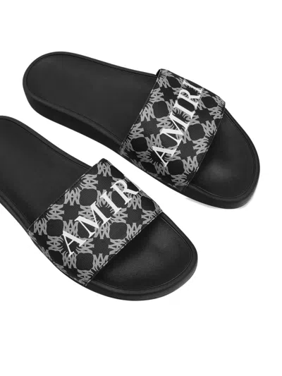 Amiri Men Black Sandals With Logo Lettering On The Front In Rubber Man In Black