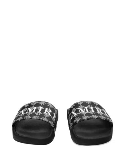 Amiri Men Black Sandals With Logo Lettering On The Front In Rubber Man In Black