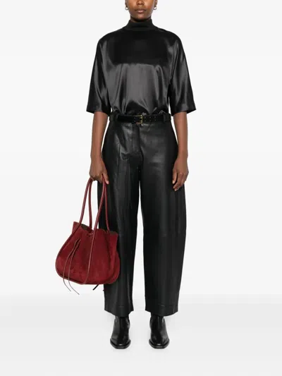 Peserico High-neck Short-sleeve Top In Black