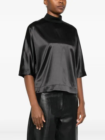 Peserico High-neck Short-sleeve Top In Black