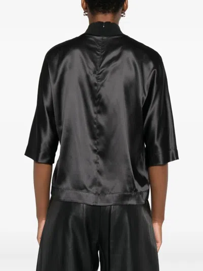 Peserico High-neck Short-sleeve Top In Black