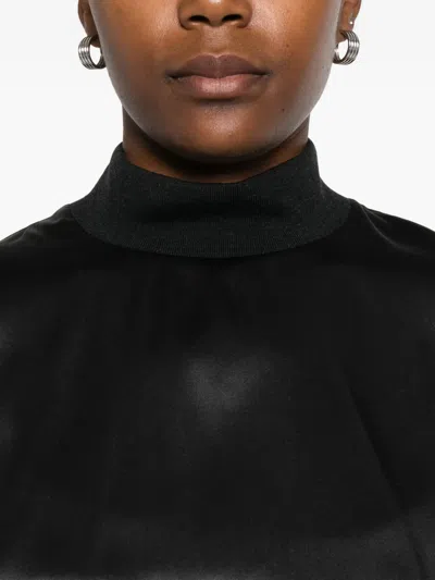 Peserico High-neck Short-sleeve Top In Black