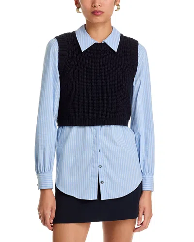 Cinq À Sept Cinq A Sept Mara Shaker Pullover Sweater In Blue