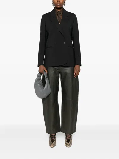 Eric Bompard Double-breasted Patch-pocket Blazer In Black