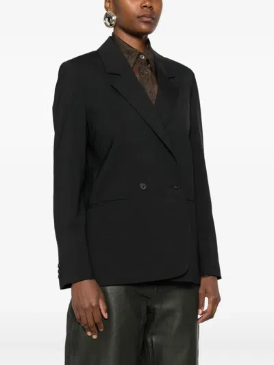 Eric Bompard Double-breasted Patch-pocket Blazer In Black