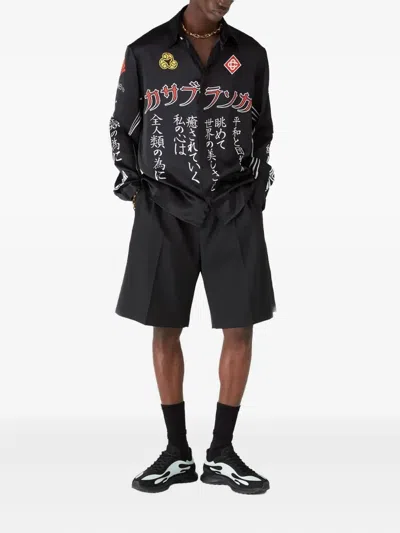 Casablanca 'emblem' Silk Shirt In Black